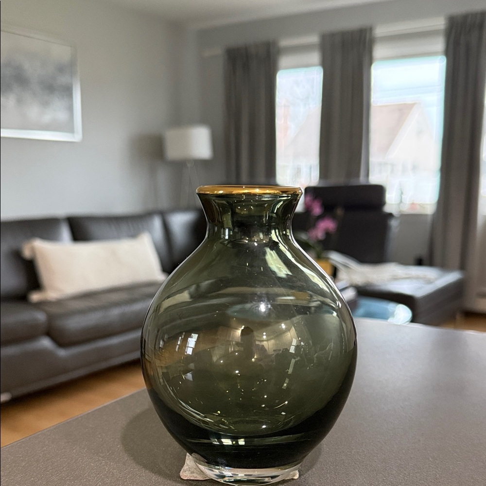 Aerin - Sancia Balus Elegant Glass Vase with Gold Rim